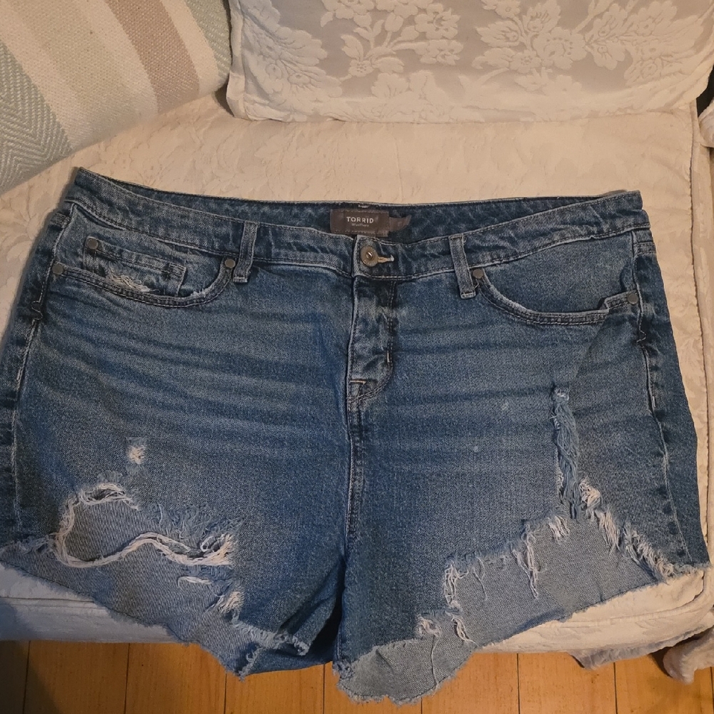 Torrid Distressed Blue Jean Shorts